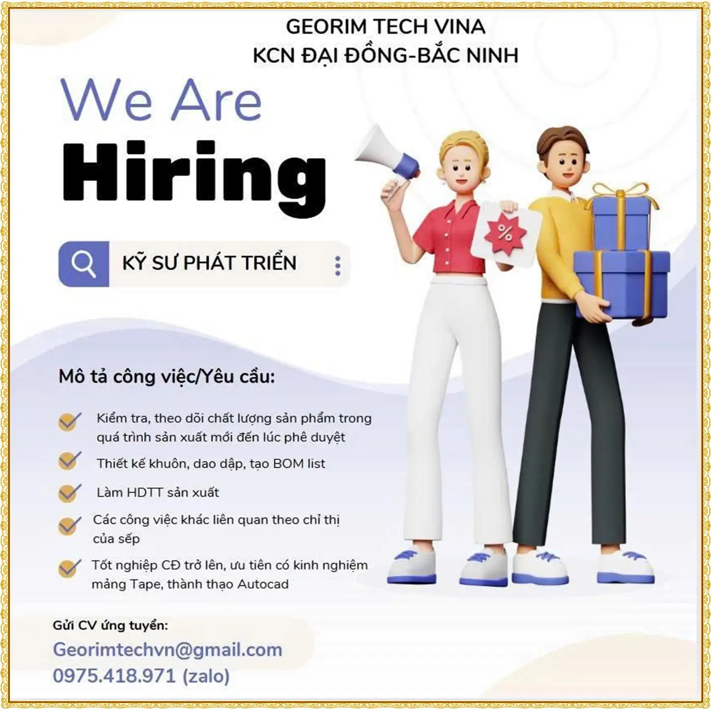 Tuyển kỹ sư phát triển tại Bắc Ninh