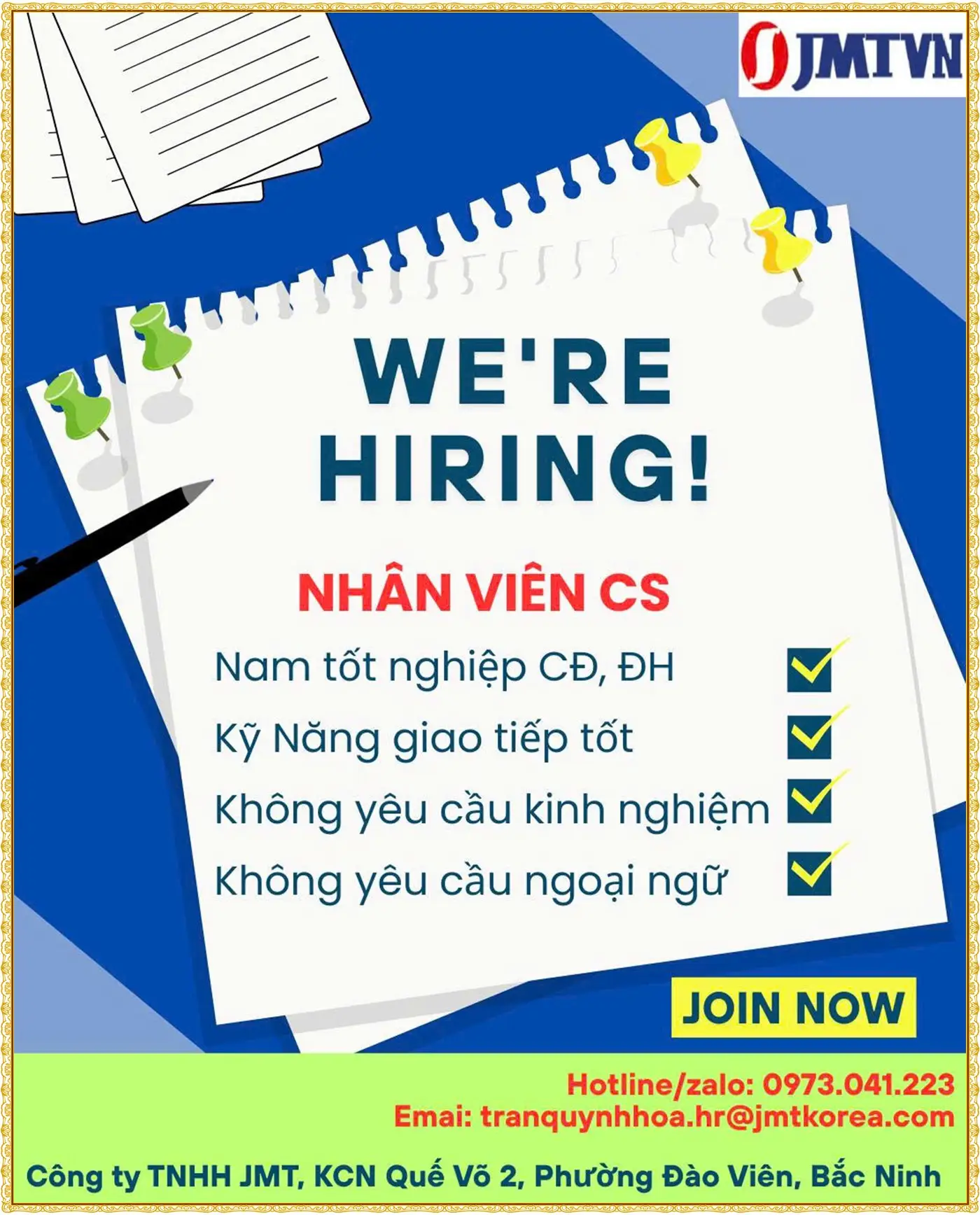 Bắc Ninh tuyển nhân viên CS