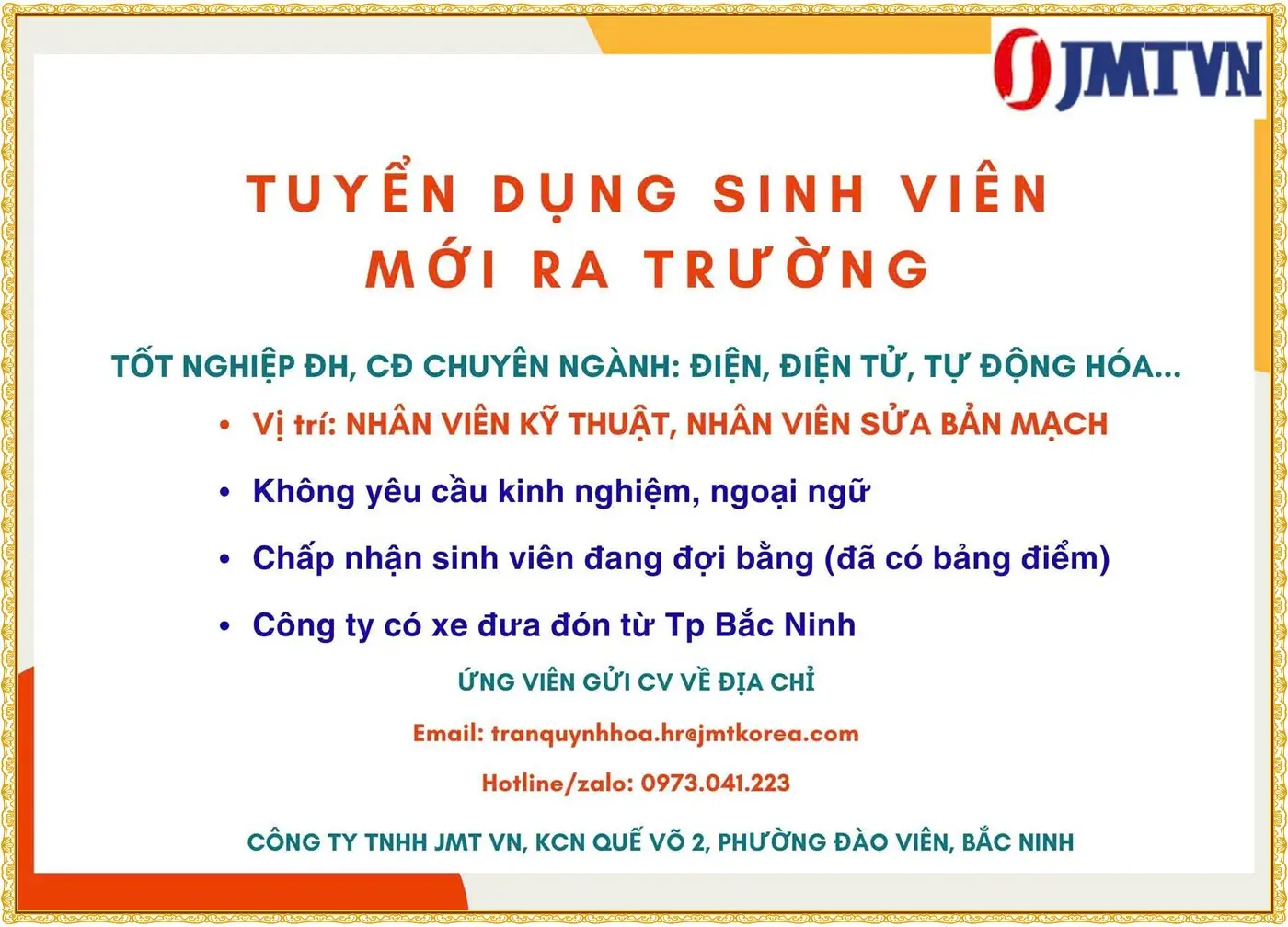 Bắc Ninh tuyển sinh viên mới ra trường