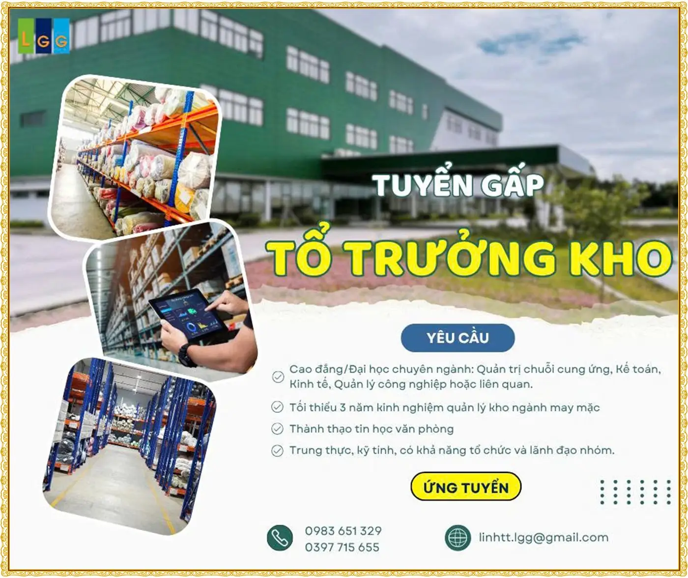Tuyển tổ trưởng kho tại Bắc Ninh