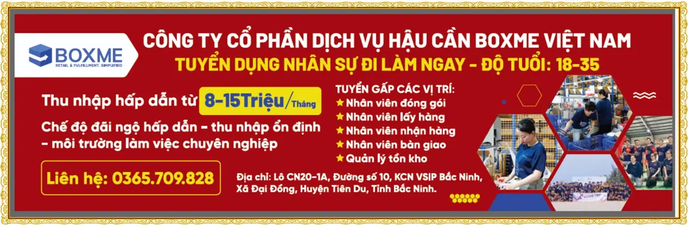 Tuyển nhân viên đóng gói, giao hàng tại Bắc Ninh