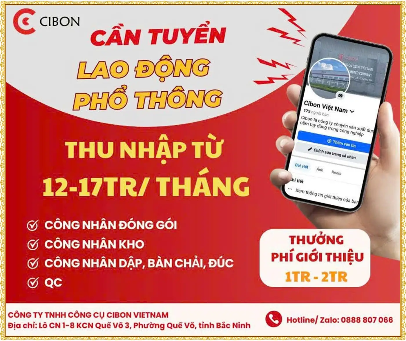 Tuyển lao động phổ thông tại bắc ninh