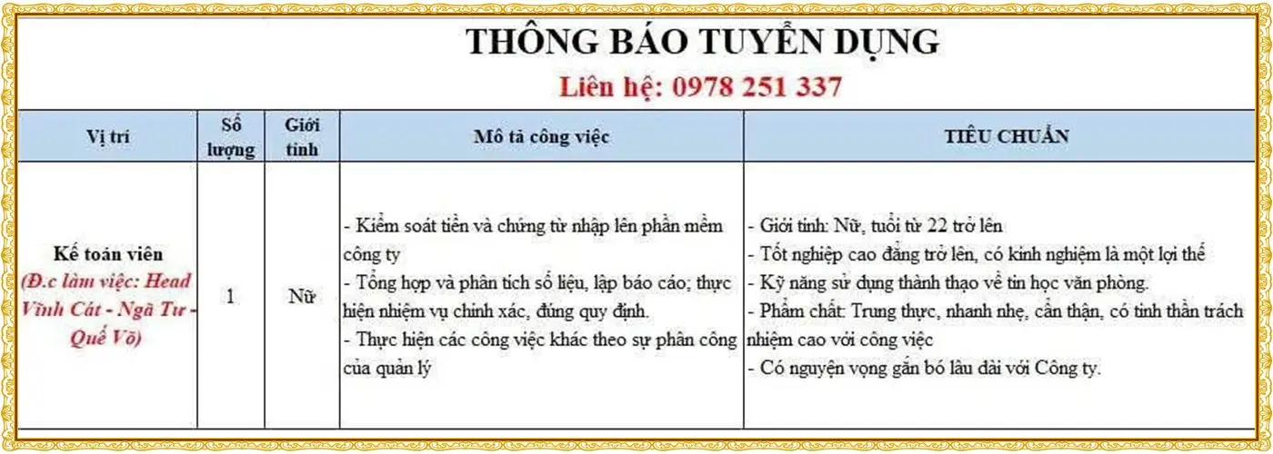 Bắc ninh tuyển kế toán viên