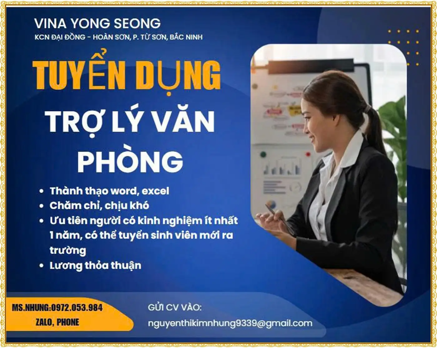 Bắc Ninh tuyển trợ lý văn phòng